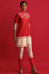Saksham & Neharicka-Red & White Embroidered Kurta Set-INDIASPOPUP.COM
