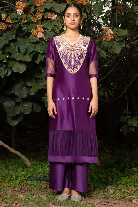 Saksham & Neharicka-Purple Ghaata Embroidered Kurta Set-INDIASPOPUP.COM