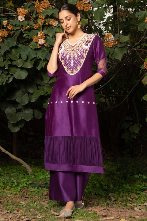 Saksham & Neharicka-Purple Ghaata Embroidered Kurta Set-INDIASPOPUP.COM