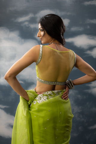Saksham & Neharicka-Green Embroidered Blouse-INDIASPOPUP.COM