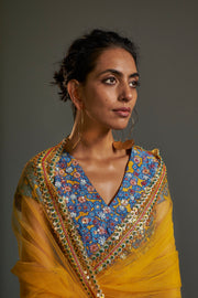 Saksham & Neharicka-Yellow Printed & Embroidered Lehenga Set-INDIASPOPUP.COM