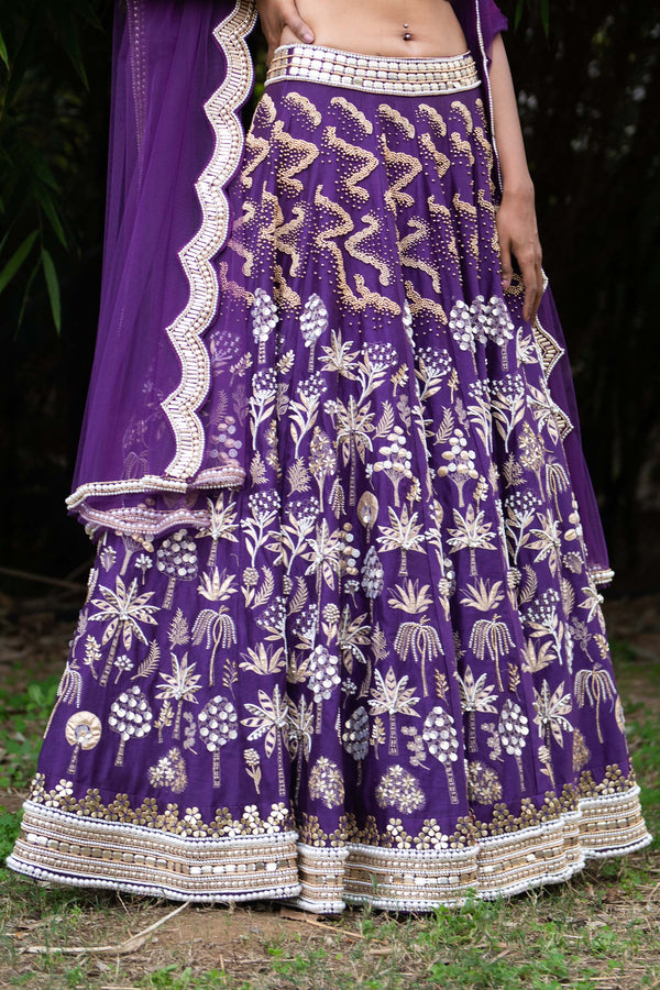 Saksham & Neharicka-Purple Ghaata Embroidered Lehenga Set-INDIASPOPUP.COM