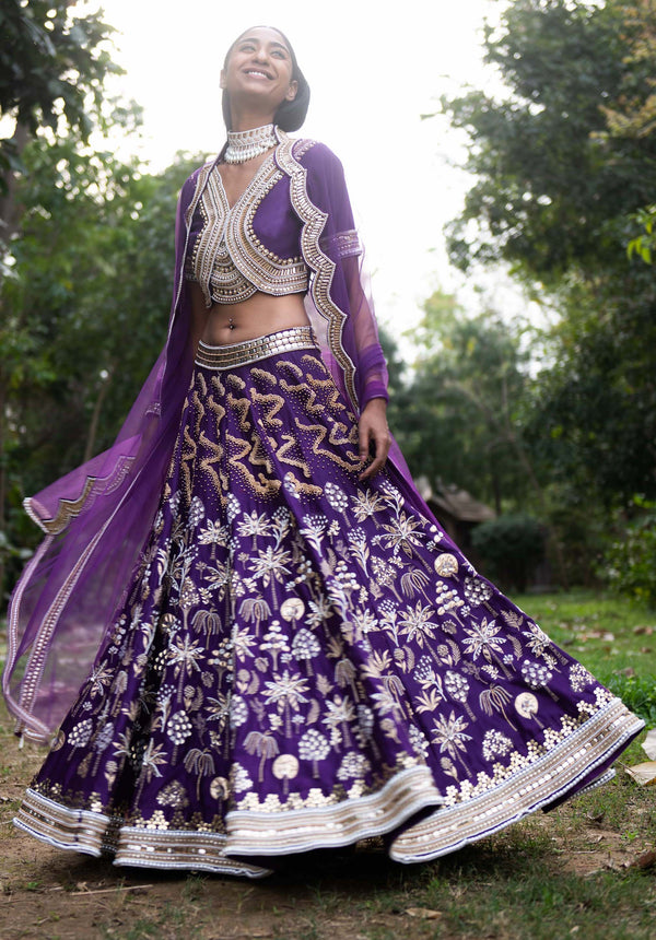 Saksham & Neharicka-Purple Ghaata Embroidered Lehenga Set-INDIASPOPUP.COM