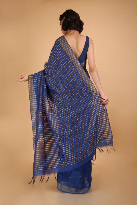 Electric Blue Handwoven Silk Saree