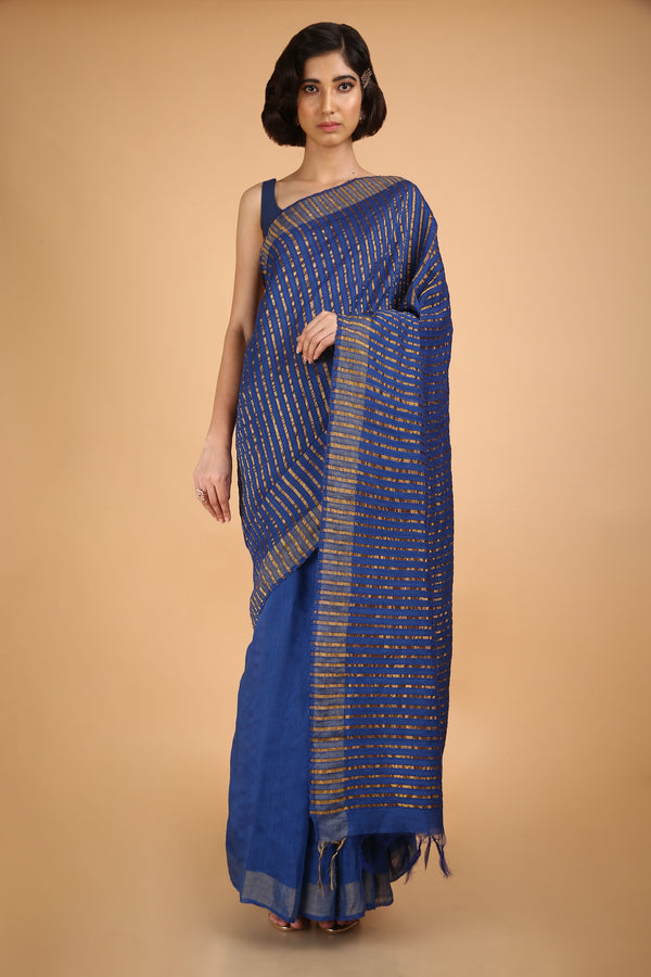 Electric Blue Handwoven Silk Saree
