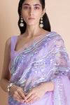 Saksham & Neharicka-Lavender Embroidered Silk Organza Saree-INDIASPOPUP.COM