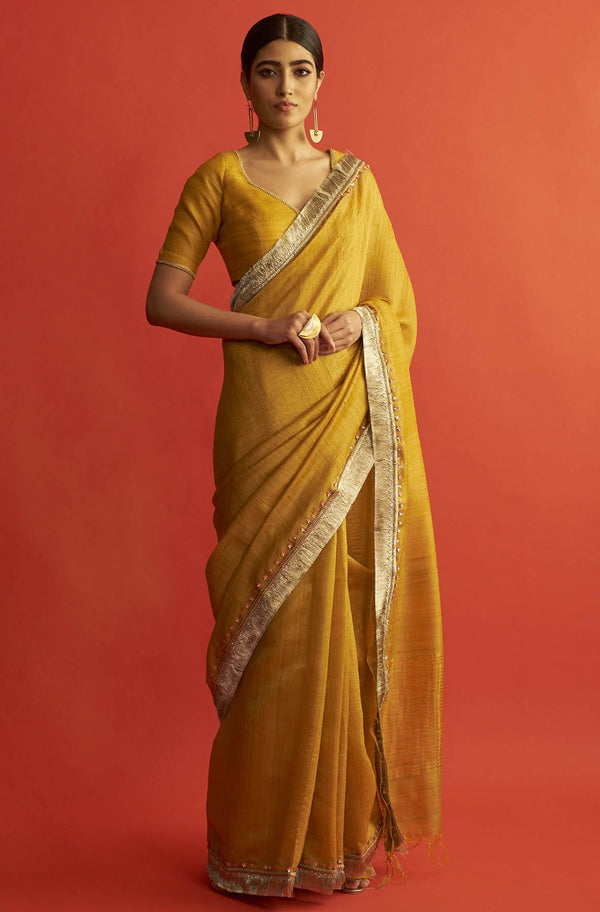 Saksham & Neharicka-Yellow Saree With Blouse-INDIASPOPUP.COM