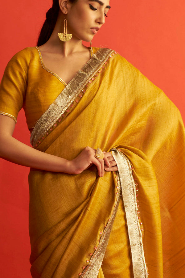 Saksham & Neharicka-Yellow Saree With Blouse-INDIASPOPUP.COM