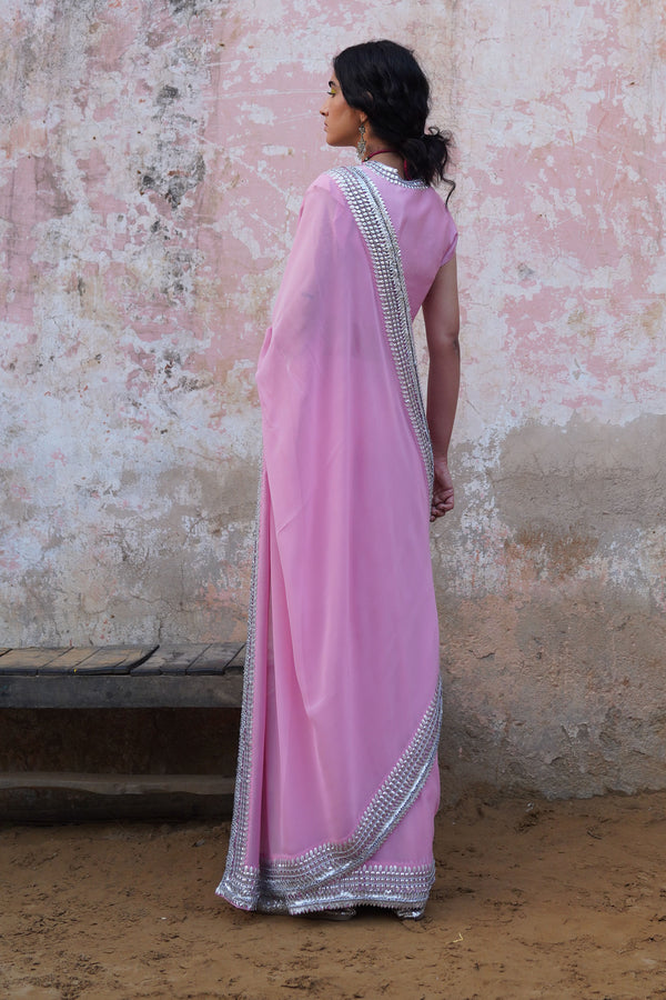 Saksham & Neharicka-Pink Embroidered Blouse-INDIASPOPUP.COM