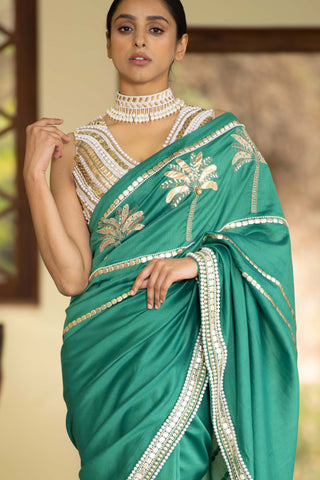 Saksham & Neharicka-Yamuna Embroidered Saree With Unstitched Blouse-INDIASPOPUP.COM