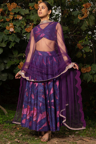 Saksham & Neharicka-Purple Ghaata Printed Lehenga Set-INDIASPOPUP.COM