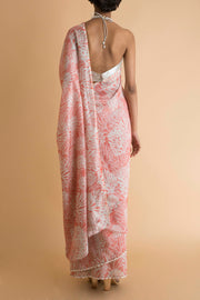 Saksham & Neharicka - Coral Printed & Embroidered Saree - INDIASPOPUP.COM