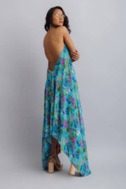 Nautanky-Flower Print Ruffle Backless Dress-INDIASPOPUP.COM