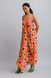 Nautanky-Sunflower Print Drape Dress-INDIASPOPUP.COM
