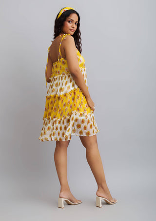 Nautanky-Yellow Daisy Printed Dress-INDIASPOPUP.COM