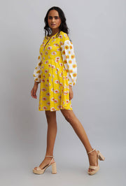 Nautanky-Daisy Printed Box Pleat Dress-INDIASPOPUP.COM