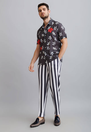 Nautanky-Champa Printed Collar Shirt With Striped Trouser-INDIASPOPUP.COM