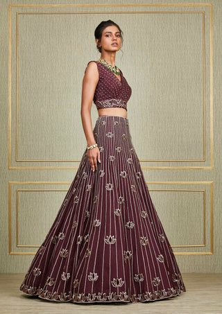 Charu & Vasundhara-Purple Net Lehenga Set-INDIASPOPUP.COM