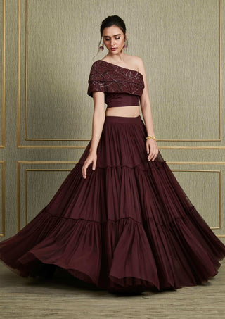 Charu & Vasundhara-Purple Embroidered Lehenga Set-INDIASPOPUP.COM