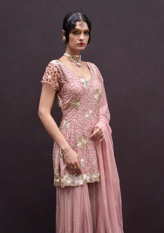 Charu & Vasundhara-Renafa Pink Kurta Sharara Set-INDIASPOPUP.COM