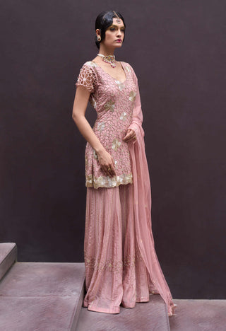 Charu & Vasundhara-Renafa Pink Kurta Sharara Set-INDIASPOPUP.COM