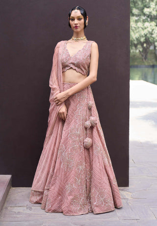 Charu & Vasundhara-Raina Pink Embellished Lehenga Set-INDIASPOPUP.COM