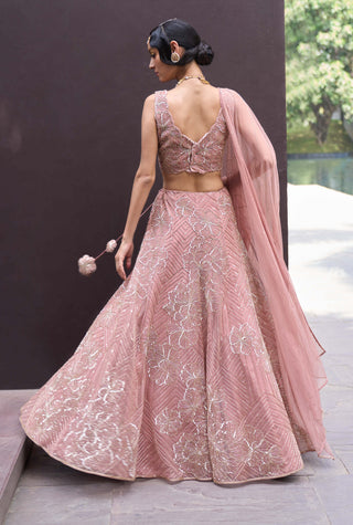 Charu & Vasundhara-Raina Pink Embellished Lehenga Set-INDIASPOPUP.COM