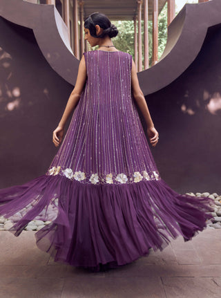 Charu & Vasundhara-Rujala Purple Jacket With Lehenga And Blouse-INDIASPOPUP.COM