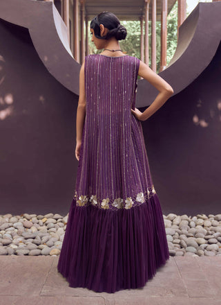 Charu & Vasundhara-Rujala Purple Jacket With Lehenga And Blouse-INDIASPOPUP.COM