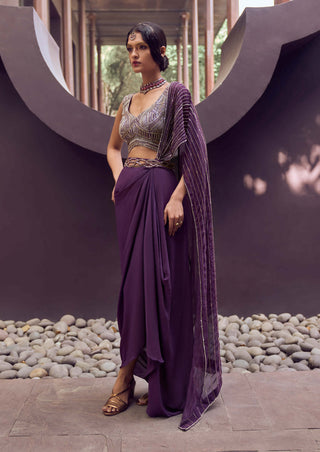 Charu & Vasundhara-Roselyne Purple Skirt With Blouse-INDIASPOPUP.COM