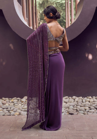 Charu & Vasundhara-Roselyne Purple Skirt With Blouse-INDIASPOPUP.COM