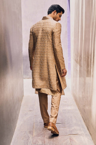 Charu & Vasundhara-Rafeal Beige Jacket With Kurta And Pant-INDIASPOPUP.COM