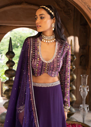 Chhavvi Aggarwal-Purple Embroidered Lehenga Set-INDIASPOPUP.COM