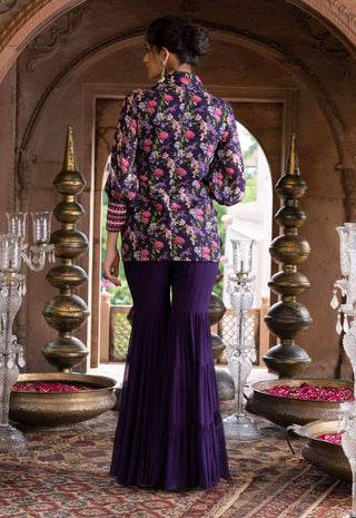 Chhavvi Aggarwal-Purple Printed Jacket And Sharara-INDIASPOPUP.COM