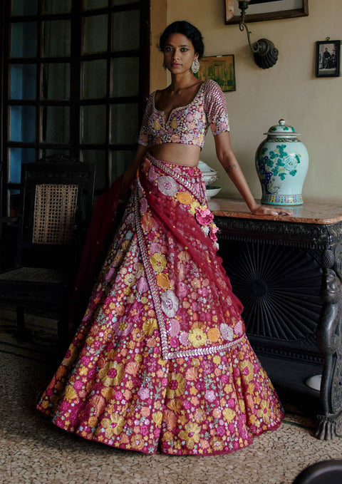 Multi Color Magnolia Bridal Lehenga