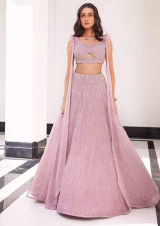 Charu & Vasundhara-Esme Lilac Pink Embroidered Lehenga With Blouse-INDIASPOPUP.COM