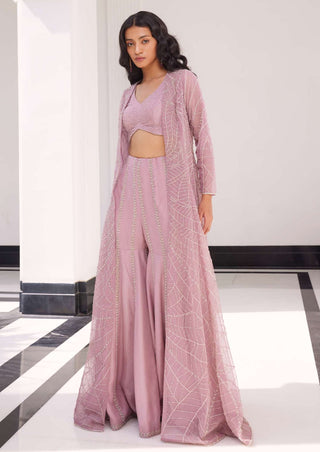 Charu & Vasundhara-Eija Lilac Pink Sharara And Cape Set-INDIASPOPUP.COM