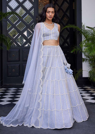 Charu & Vasundhara-Edonia Powder Blue Lehenga Set-INDIASPOPUP.COM