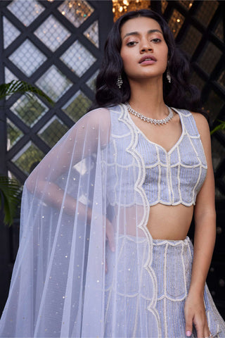 Charu & Vasundhara-Edonia Powder Blue Lehenga Set-INDIASPOPUP.COM