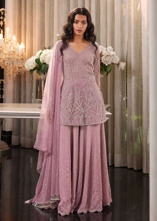 Charu & Vasundhara-Etsa Lilac Pink Embellished Sharara Set-INDIASPOPUP.COM