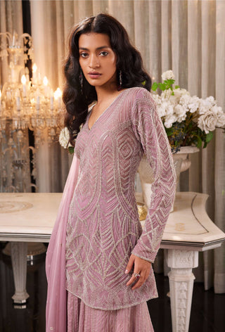 Charu & Vasundhara-Etsa Lilac Pink Embellished Sharara Set-INDIASPOPUP.COM