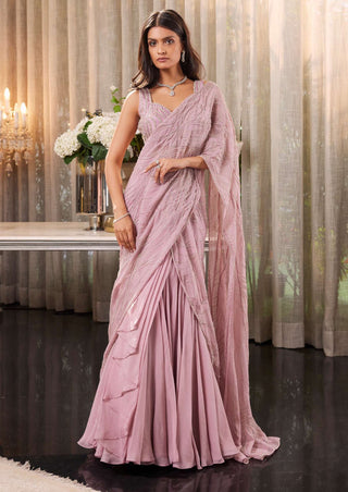 Charu & Vasundhara-Eartha Lilac Pink Lehenga Sari With Blouse-INDIASPOPUP.COM