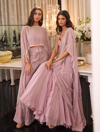 Charu & Vasundhara-Eartha Lilac Pink Lehenga Sari With Blouse-INDIASPOPUP.COM