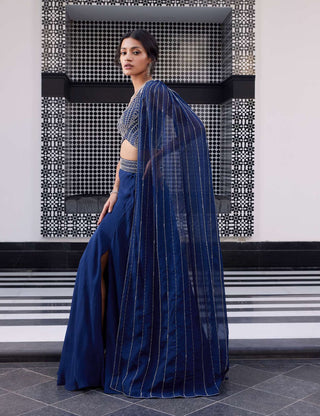 Charu & Vasundhara-Erika Electric Blue Lehenga Set-INDIASPOPUP.COM