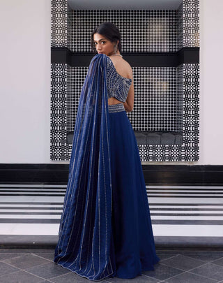 Charu & Vasundhara-Erika Electric Blue Lehenga Set-INDIASPOPUP.COM