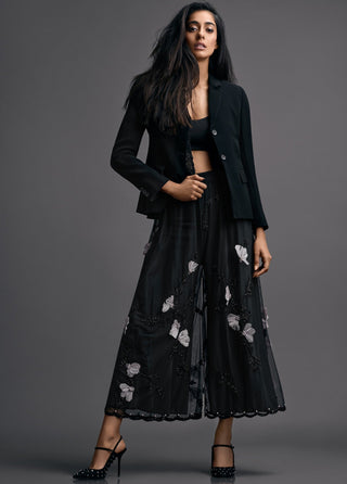 Esha Sethi Thirani-Black Culottes With Blazer & Bustier-INDIASPOPUP.COM