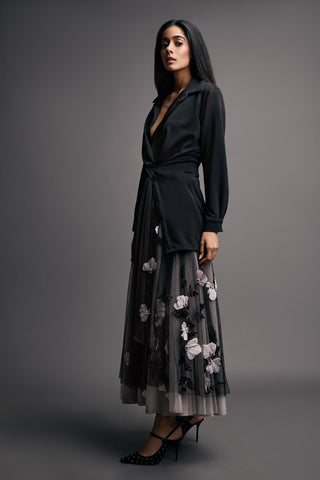 Esha Sethi Thirani-Black Shirt Dress With Skirt-INDIASPOPUP.COM
