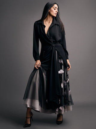 Esha Sethi Thirani-Black Shirt Dress With Skirt-INDIASPOPUP.COM