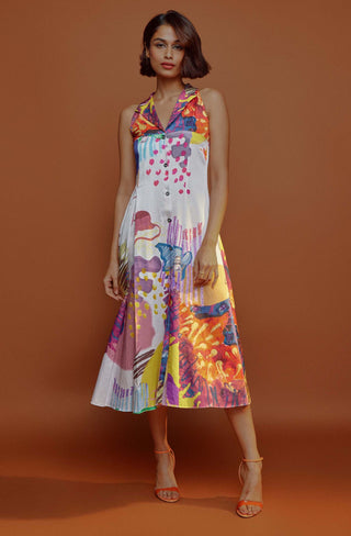 Advait-Multicolor Forest Vest Dress-INDIASPOPUP.COM