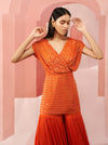 Ease-Orange Embroidered Sharara Set-INDIASPOPUP.COM